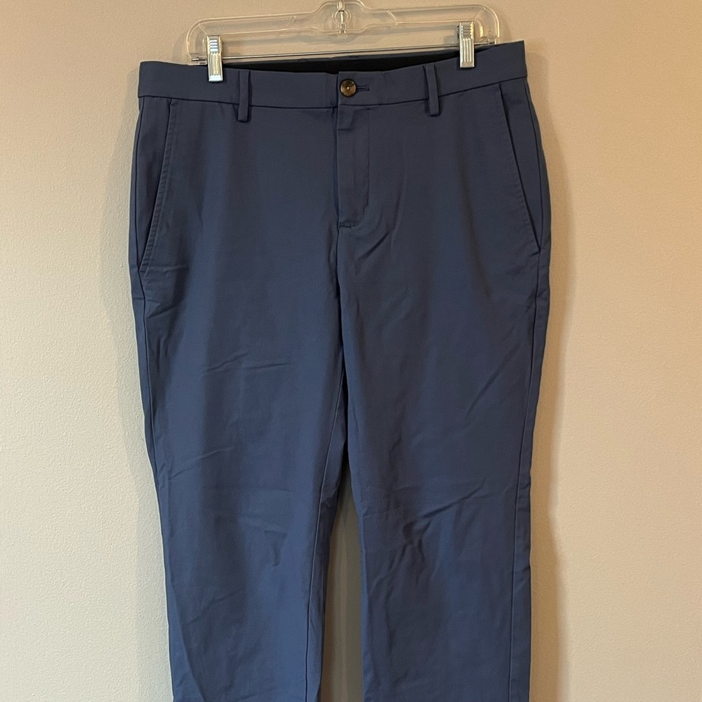 Jos A Bank Traveler Dress Pants Chino Flat Front Slim Fit 32x30 Blue Stretch